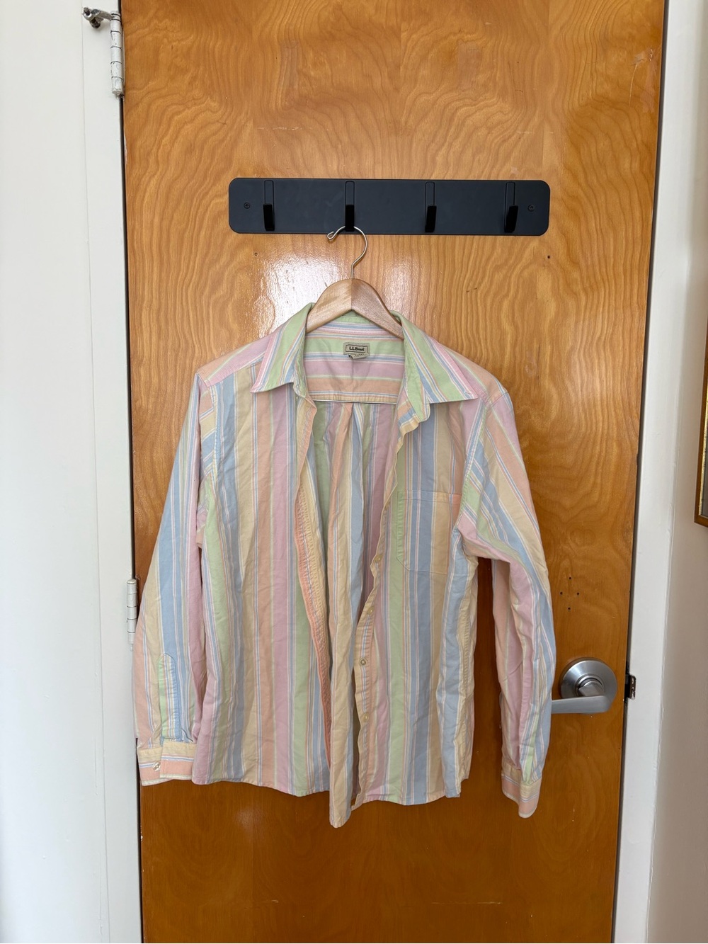 L.L. Bean Pastel Striped Button-Down Shirt - Pink, Blue, Green, Yellow, Cream